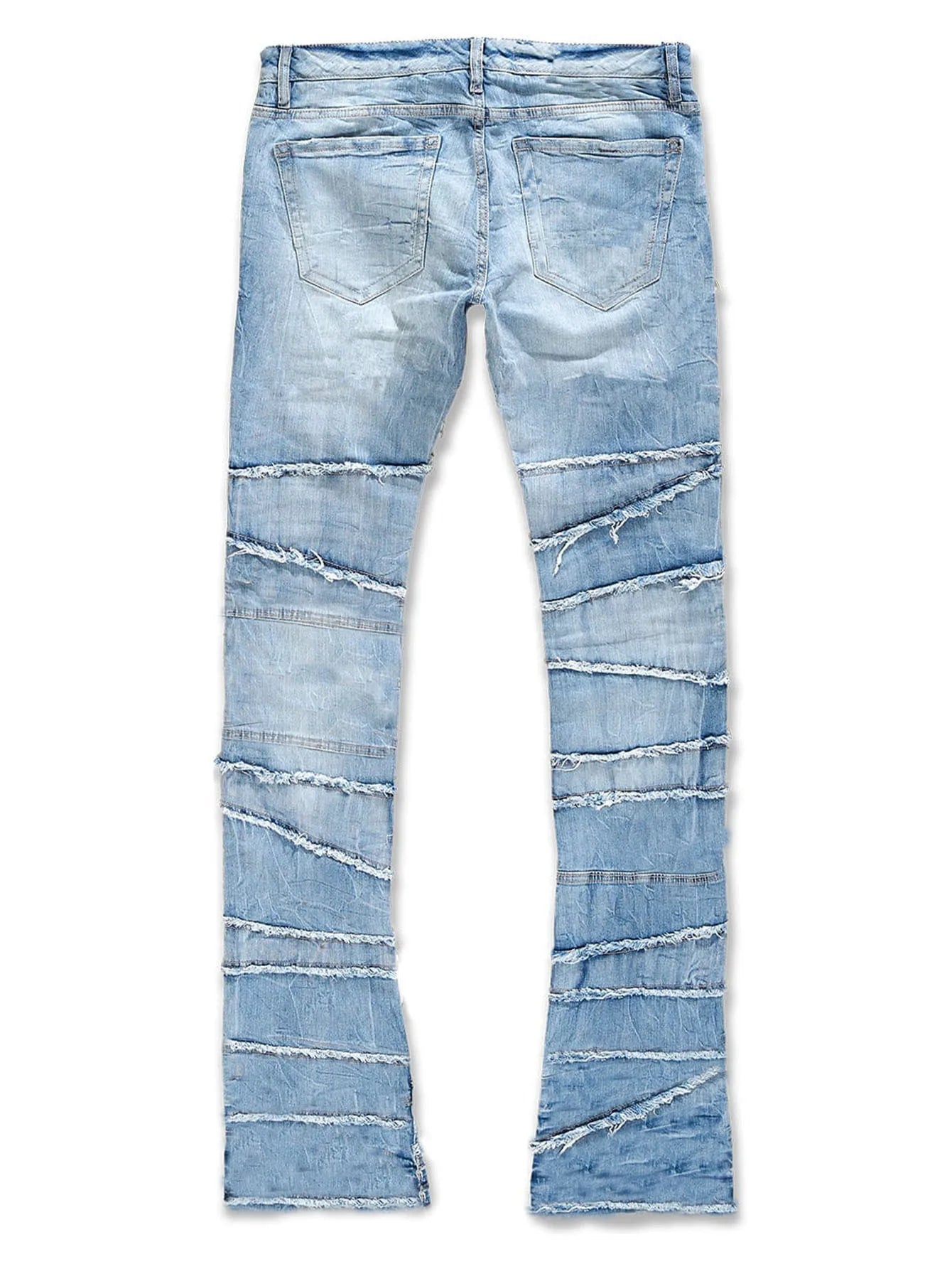 Straight Pant Men Jeans Denim Pants Slim Fit Irregular Folds Tassel Splice Simple Button Pocket High Street Trousers Spring