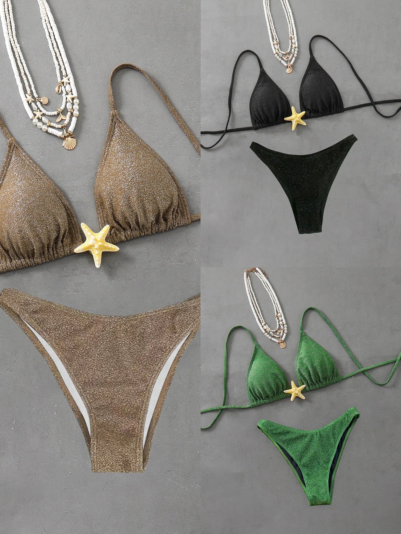 Summer New Lace-up Starfish Accessories Bikini Sexy Beach Split Swimsuit