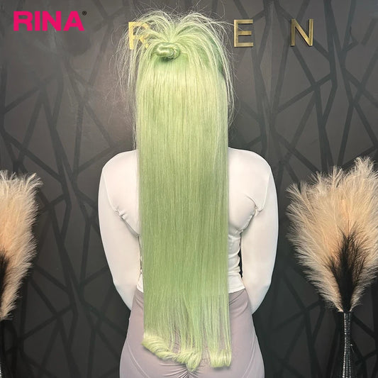 Light Mint Green Straight 13x6 Frontal Human Wig Pre Plucked 613 Colored Bone Straight Transparent 13x4 Lace Front Wig for Women