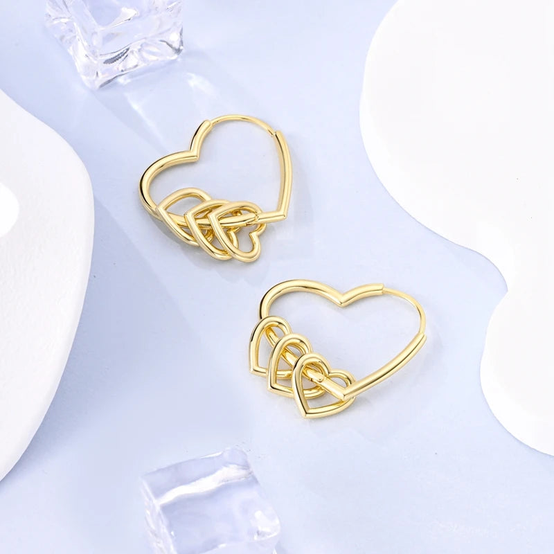 Fashion Gold ladies Hoop Earring 925 Sterling Silver Sparkling Zircon Round Ear Stud Earrings Fine Jewelry Lover Anniversary Gift