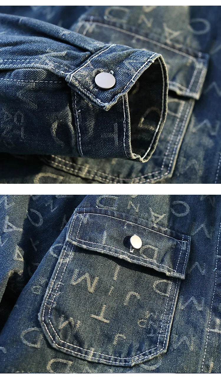 High Quality 2025 Spring Autumn Men's Cotton Denim Jackets Casual Youth Streetwear print Denim Coats Loose Tops Clothing