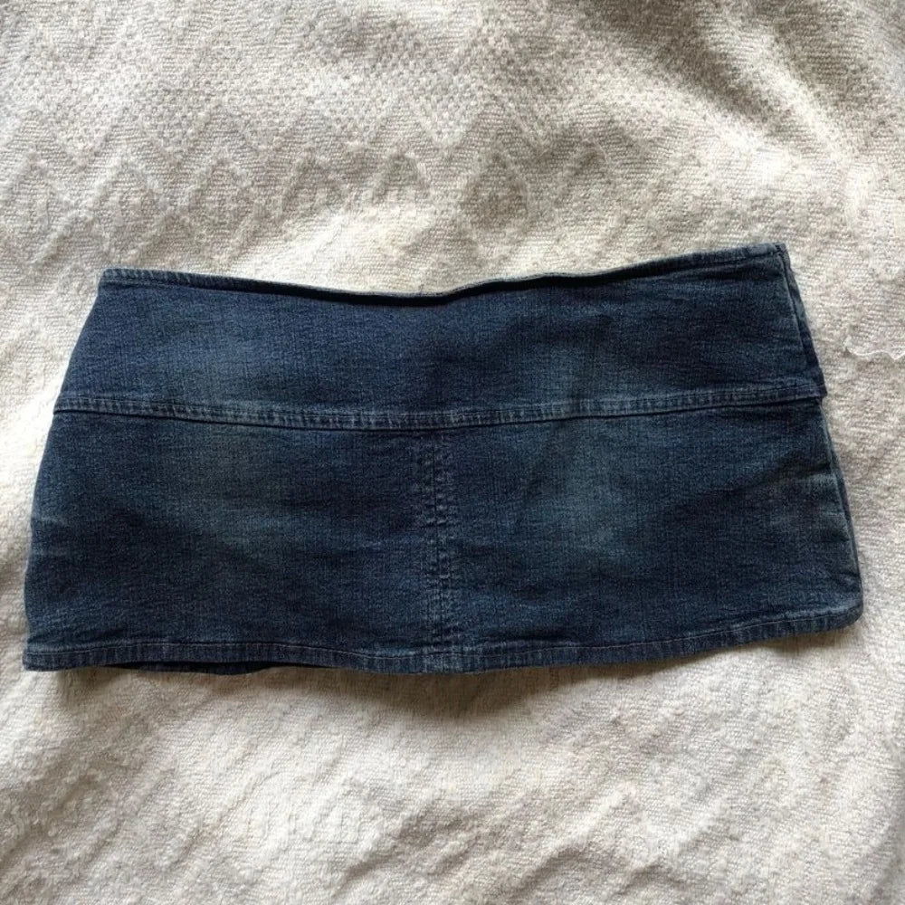 Y2K New Low Waist Micro Mini Skirt Harajuku Vintage Navy Blue Jean Short Skirt ladies Clothes Gothic Sexy Slim Short Skirt