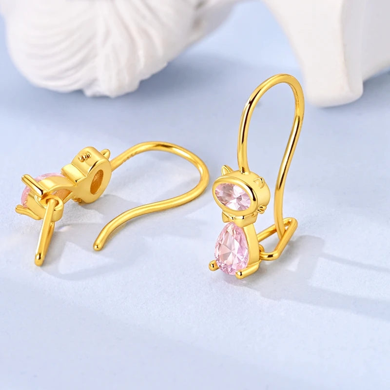 Fashion Gold ladies Hoop Earring 925 Sterling Silver Sparkling Zircon Round Ear Stud Earrings Fine Jewelry Lover Anniversary Gift