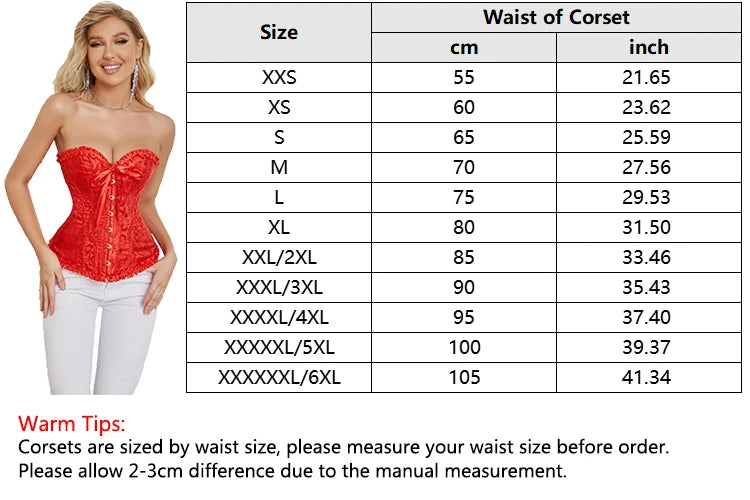 Women Floral Overbust Corset Waist Bustier Top Black White Red Blue Korset Shaper
