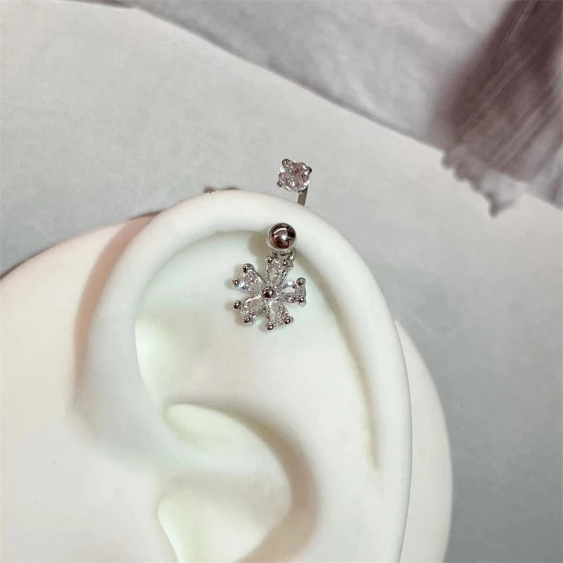 U-shaped Rhinestone 316L Stainless Steel Ring Ear Bone Nail for Women Love Hreat Butterfly Earrings Y2K Hottie Jewelry