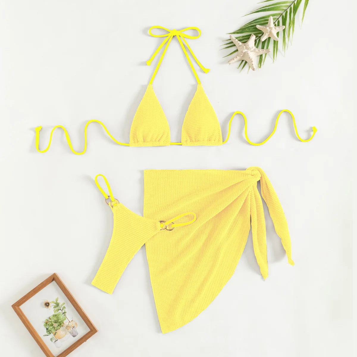 Sexy Brown Bikini Set 2024 Women Halter Push Up Bra Skirt 3 Piece Swimsuit Summer Bathing Suit Cover Up Thong Swimwear Biquini