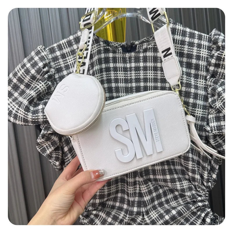 2024 Spring/Summer New Fashion Camera Bag with Wide Shoulder Strap, Lettering, Small Square Bag, Crossbody Bag