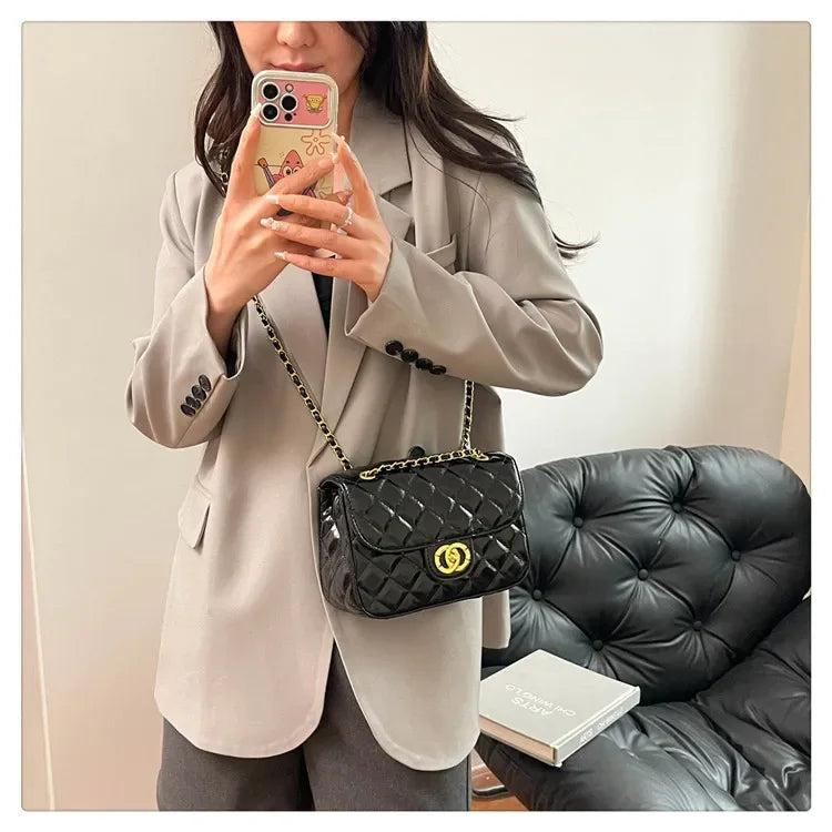 2025 New Women's Light Luxury Chain Square Bag Trendy Crossbody Shoulder Design | Versatile Handy Small Purse for Daily/Evening