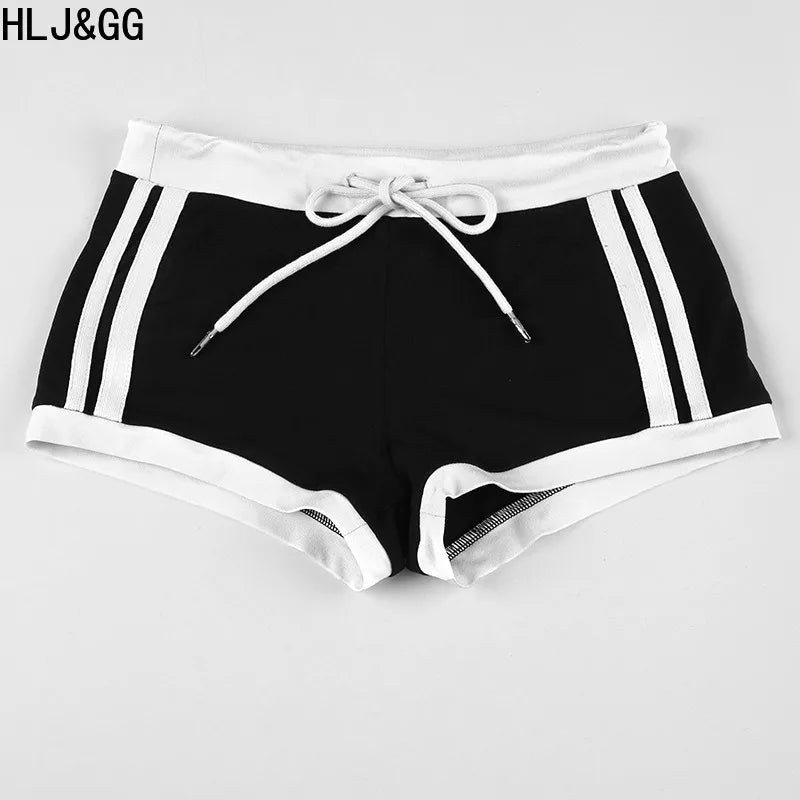 HLJ&GG Sexy Letter Printing Baddie 2 Piece Sets Outfits Spaghetti Strap Halter Backless Tank Crop Tops + Shorts Suits Streetwear