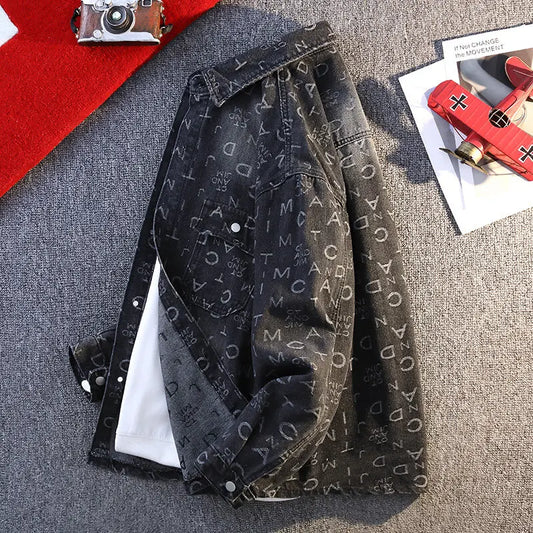 High Quality 2025 Spring Autumn Men's Cotton Denim Jackets Casual Youth Streetwear print Denim Coats Loose Tops Clothing