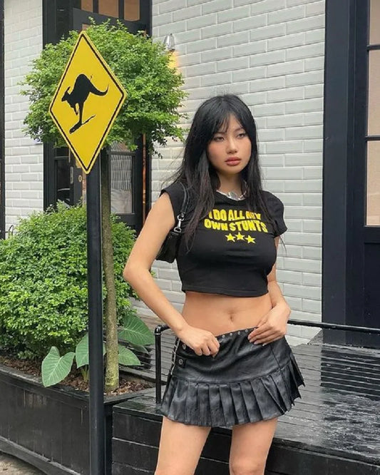 2023 I DO ALL MY OWN STUNTS Summer Fashion Girls Cotton Short y2k T-shirt Women's Short Cut Top Vintage Original Suu Style