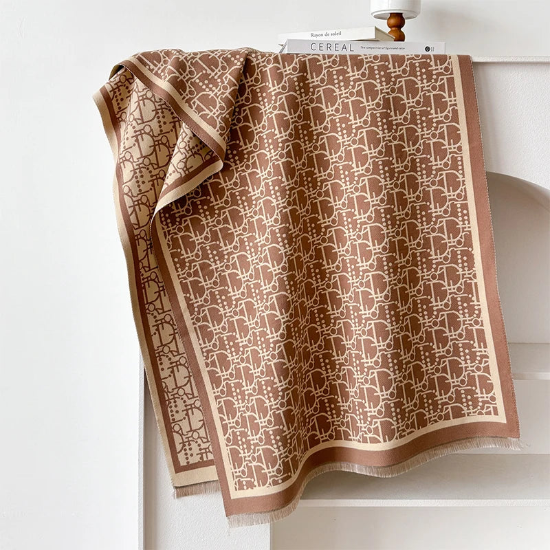 New Letter Design Winter Warm Cashmere Jacquard Scarves High Quality Women Thicken Wrap Shawl Ladies Wool Pashmina Scarf