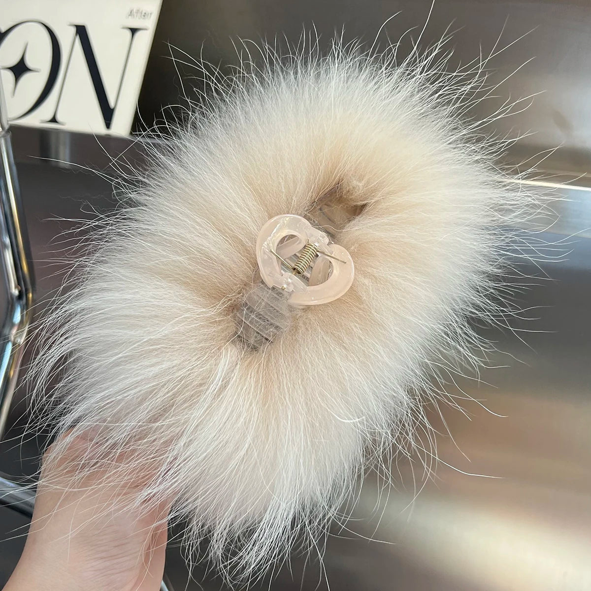 New Jelly Color Fox Fur Hair Clip Woman Claw Clip For ladies Sweet Hair Ornament Hair Hold Headband Fur Hairpin Hair Accessories