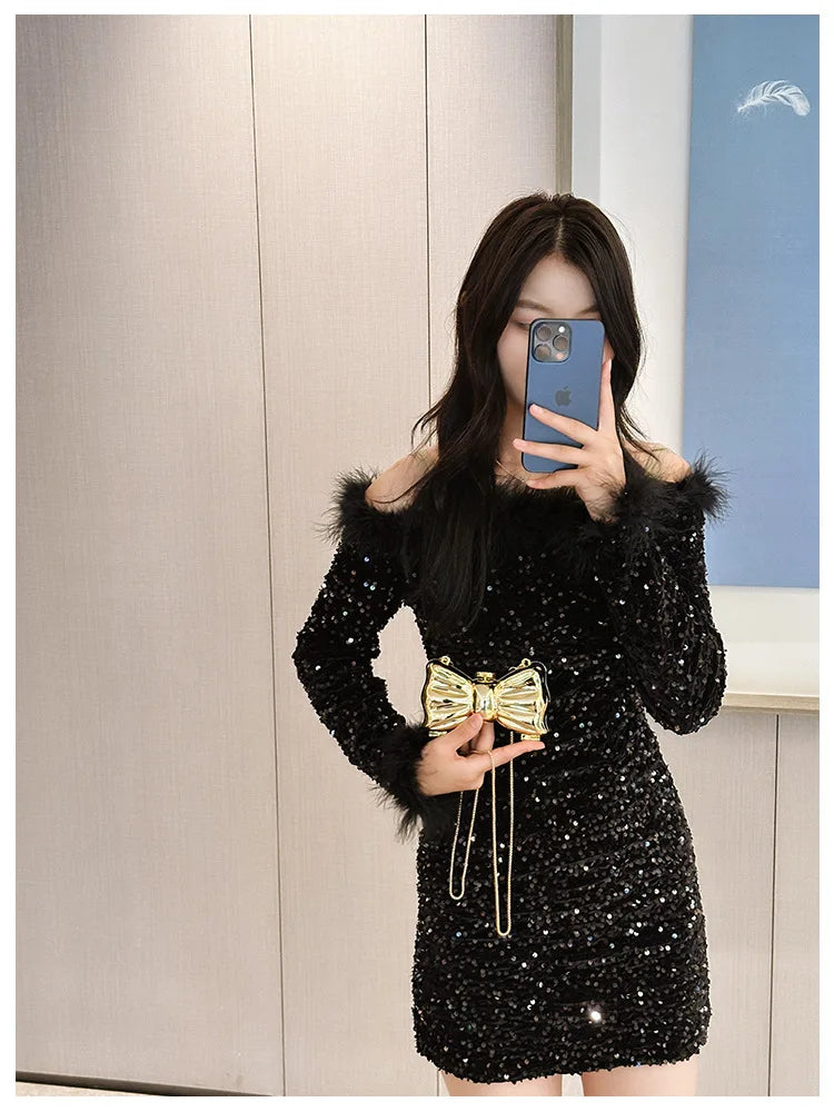 New Mini Evening Bag Metal Purse Crossbody Handbag for Girls Kid Women Bowknot Chain Shoulder Bag for Party Wedding