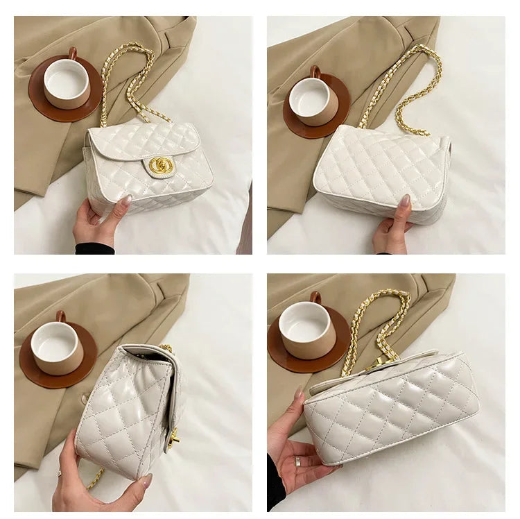 2025 New Women's Light Luxury Chain Square Bag Trendy Crossbody Shoulder Design | Versatile Handy Small Purse for Daily/Evening