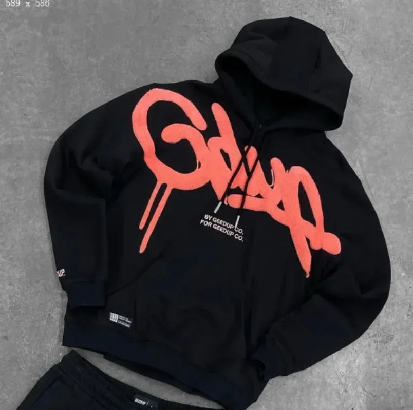Y2K street style Fashion Letter Printing Cotton Hoodies Harajuku Hip Hop Punk Men Oversized Hoodies Sweatshirts Casual Jacket