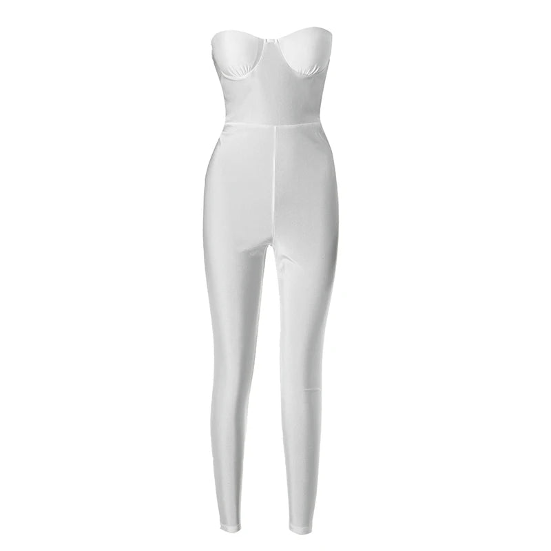 Weird Puss Fitness Strapless Jumpsuits Women Sexy Body-Shaping Backless Sleeveless Solid Skinny Sporty Classic Trend Overalls