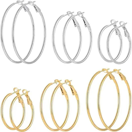 6pair /pack Smooth Open Women Men Hoop Earrings Stainless Steel Ears Jewelry Accessories, Birthday Gifts. Party Gifts