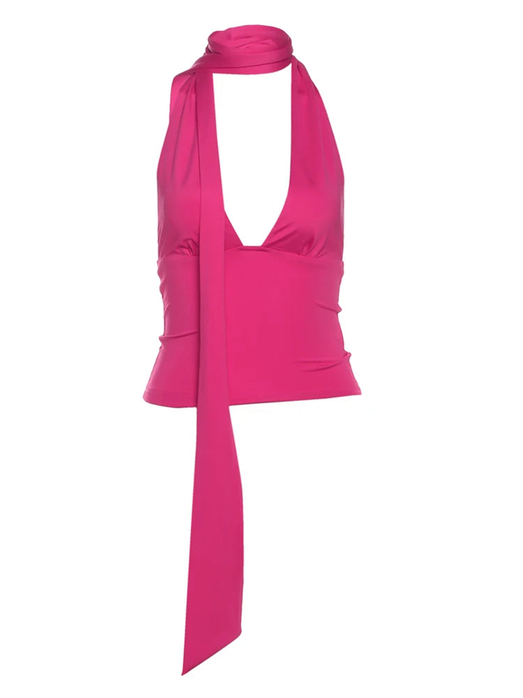 Weird Puss Scarf Tank Tops Women Backless Irregular Summer Trend Hottie Hipster Trend Sexy Wild Classic Streetwear Basic Vest