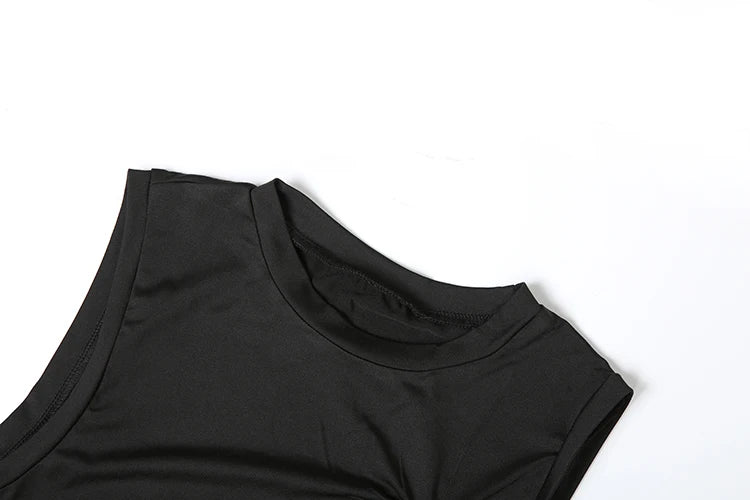 Weird Puss Heart Hollow 2 Piece Set Women o-Neck Sleeveless Tops+Skinny Stretch Pants Vacation Casual Simple Elegant Solid Suits
