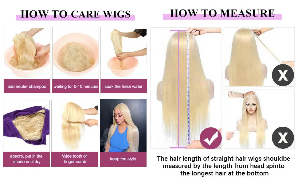 30 Inch 613 13x6 Lace Front Wig Human Hair 200 Density 613 Lace Front Wig Human Hair Straight Blonde Wig Human Hair Pre Plucked