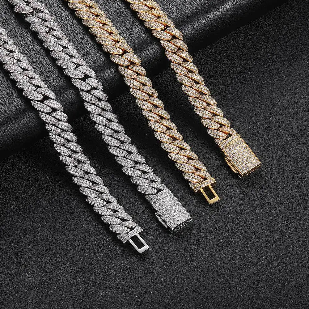 Rapper Chain Hip Hop Accessories Male 10mm Double Row Zircon Bubble Cuban Personality Men
