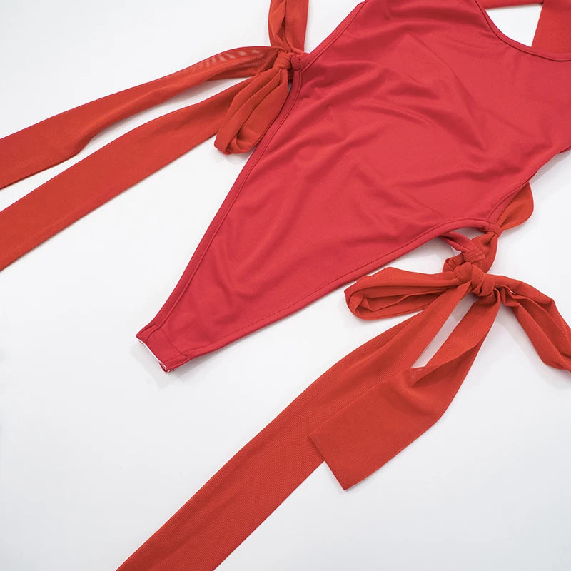 Weird Puss Irregular Backless 2 Piece Set Woman Bandgae Sexy Bodysuits+Mesh See Through Dress Vacation Beach Party Trend Outfits