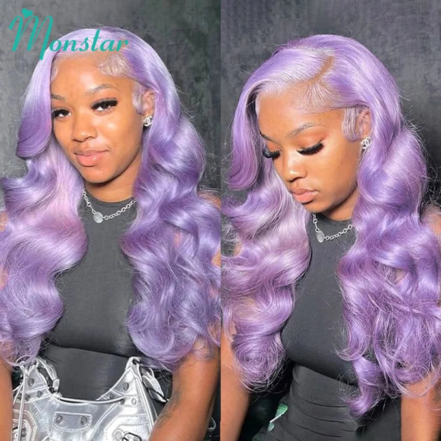 30 40 Inch Lavender Purple Body Wave Lace Front Wigs 613 Colored Human Hair Wigs Pre Plucked 13x6 HD Lace Frontal Wigs for Women