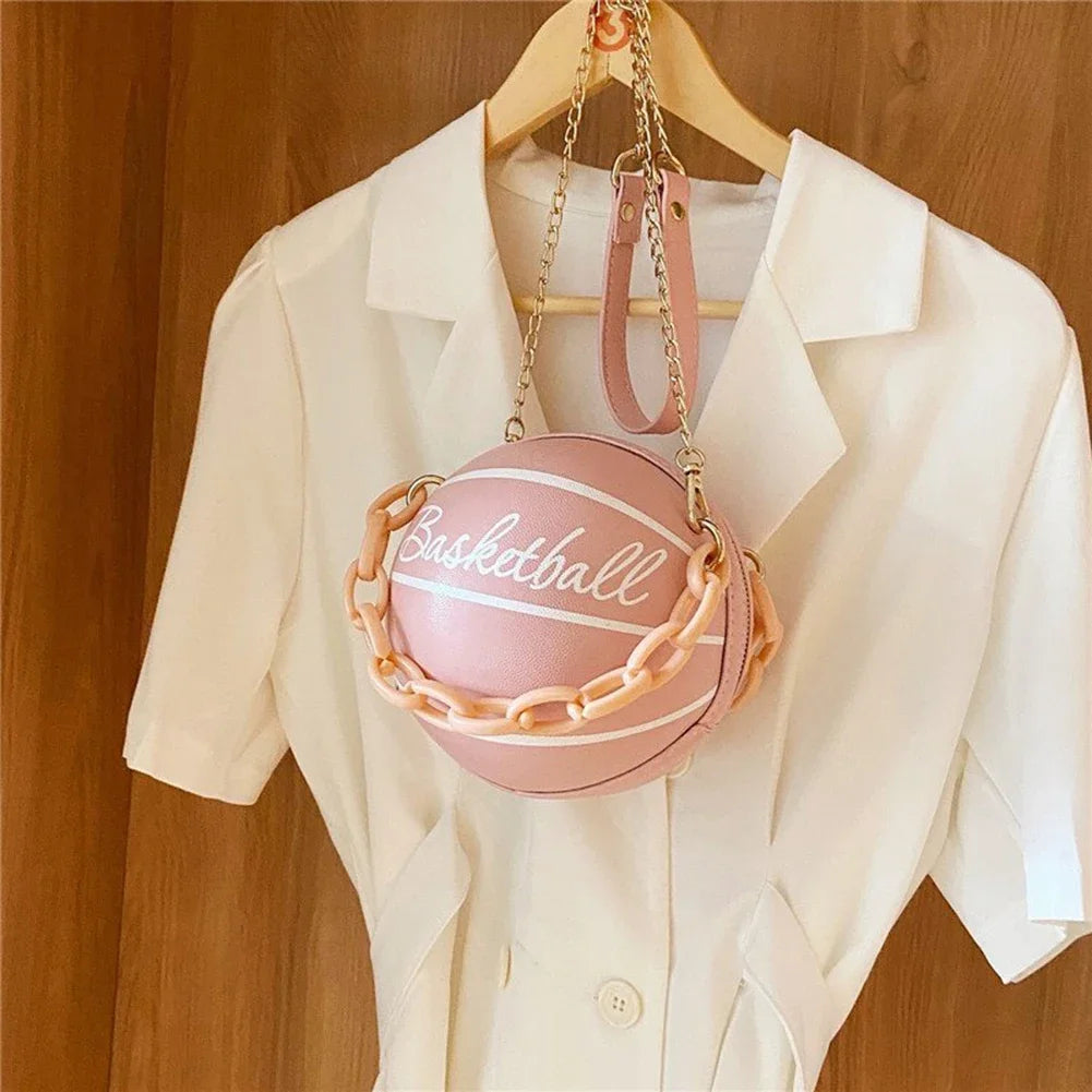 Fashion Chic Women Ball Handbag Round Basketball Football Shape Party bag Faux Leather Crossbody Girls Coin Purse Shoulder Bag