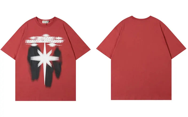 Men Punk Tshirt Hip Hop Shadow Graphic Print Gothic Streetwear T Shirt Harajuku Fashion Loose Tee Shirts 2024 Casual Cotton Top