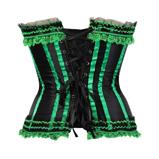 Col dker Corset Steampunk Woman Sexy Plus Size Striped Bustiers Waist Trainer Zip Korsett with Lacing Dance Party Costumes