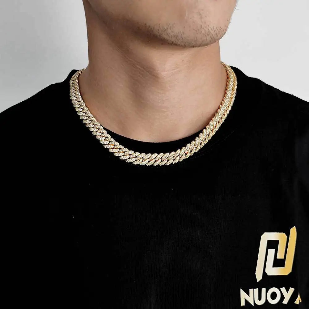 Rapper Chain Hip Hop Accessories Male 10mm Double Row Zircon Bubble Cuban Personality Men