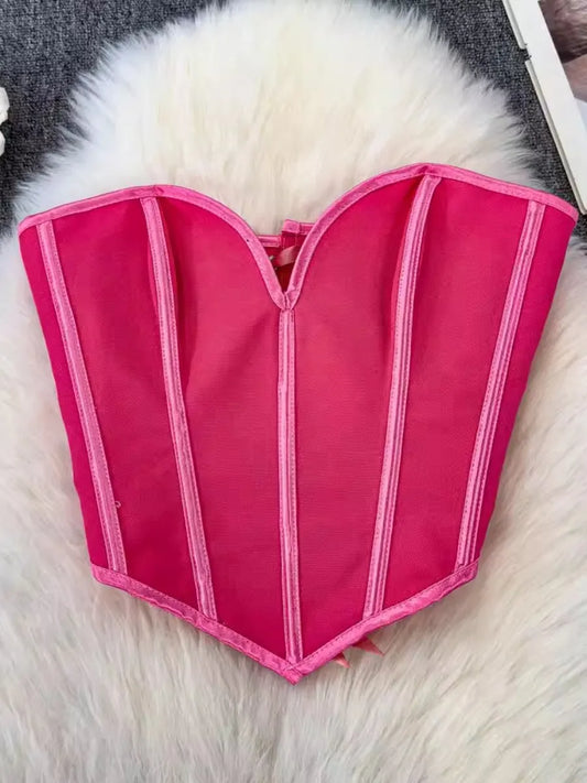 Foamlina Fashion Street Girl's Summer New Vintage Straps Corset Vest Women's Backless Fishbone Tight Skinny Crop Tank Top