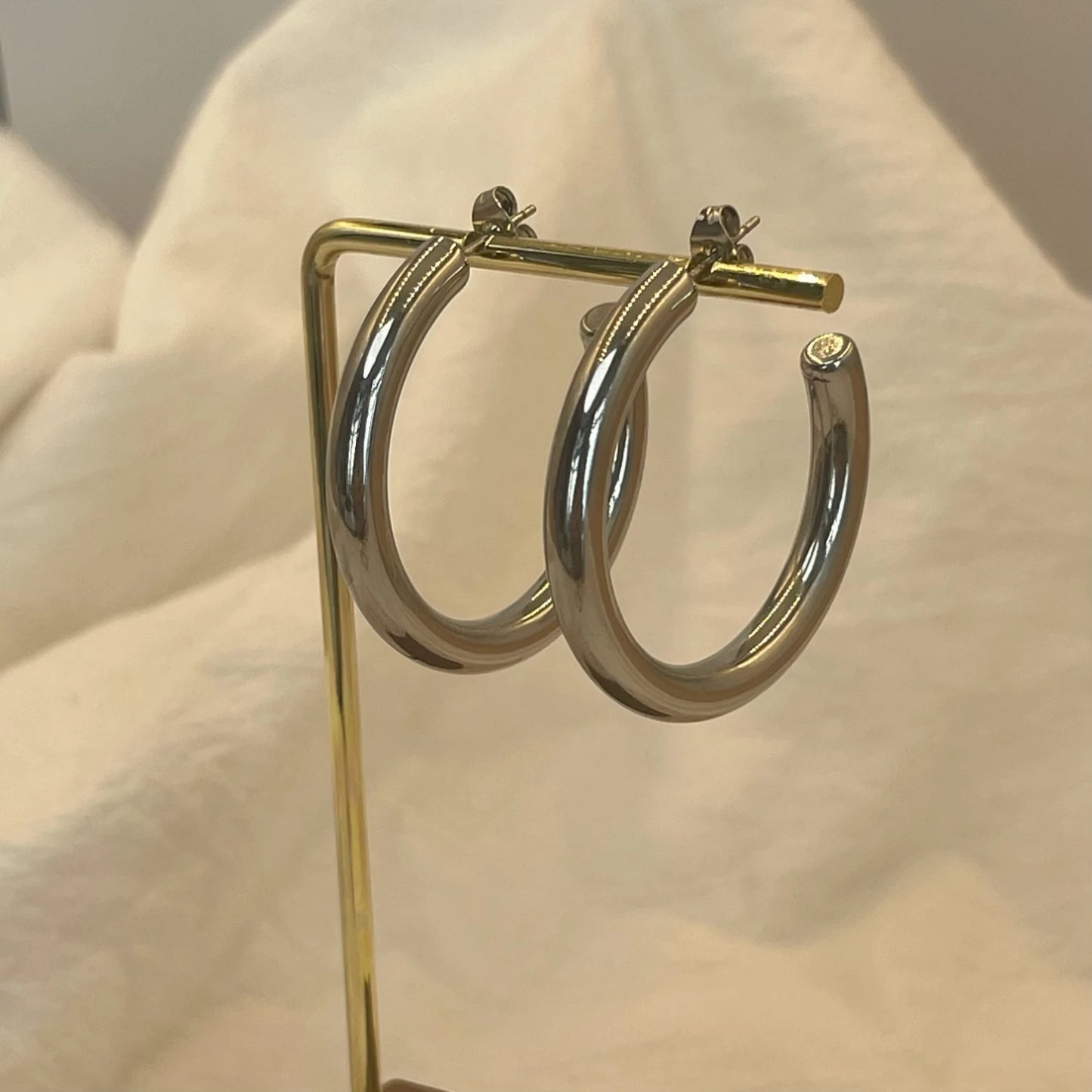 30/40/50mm Classic Stainless Steel Ear Buckle Big Earrings for Women Trendy Gold Color Large Hoop Earring Jewelry Accessories