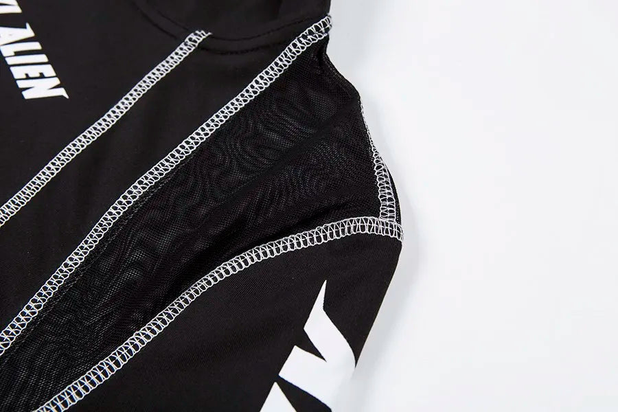Weird Puss Women Tracksuit Letter Print 2Piece Set Fitness Full Sleeve Crop Top Elastic Leggings Activewear Casual Slim Outfits
