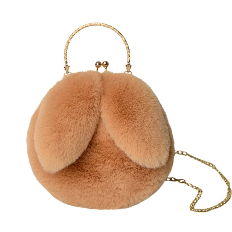 Cute Plush Rabbit Crossbody Bags for Women Korean Version Cute Purses and Handbags Girls New Rabbit Ear Shoulder Messenger Bag