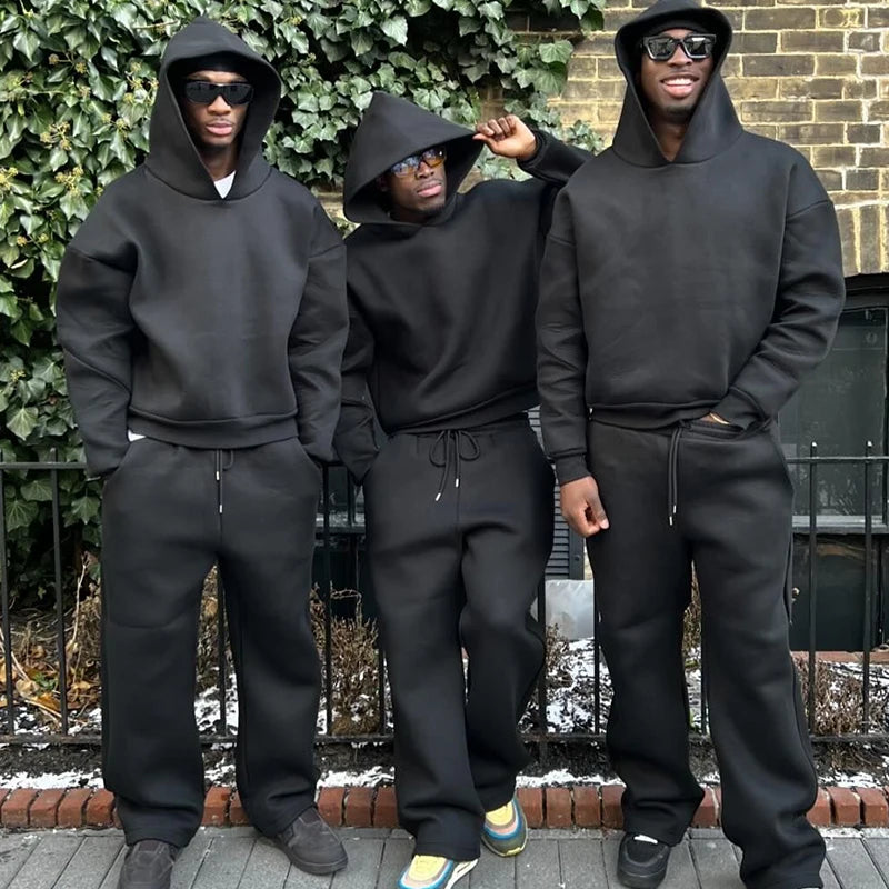 Male Autumn New sweatsuit Casual Solid Couple's Hooded Sweatshirt Loose Sweatpants Jogging Sweatshirt Trousers Outfits Suits 