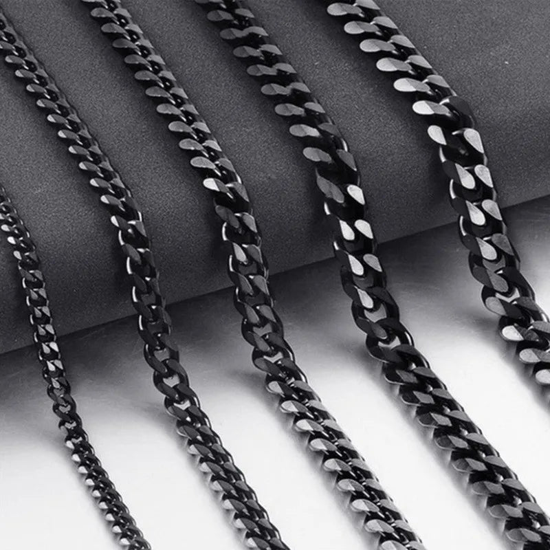 3MM-13MM 316L Stainless Steel Cuban Link Chain Necklace For Men Women Neck Choker Fashion Jewelry Accessories