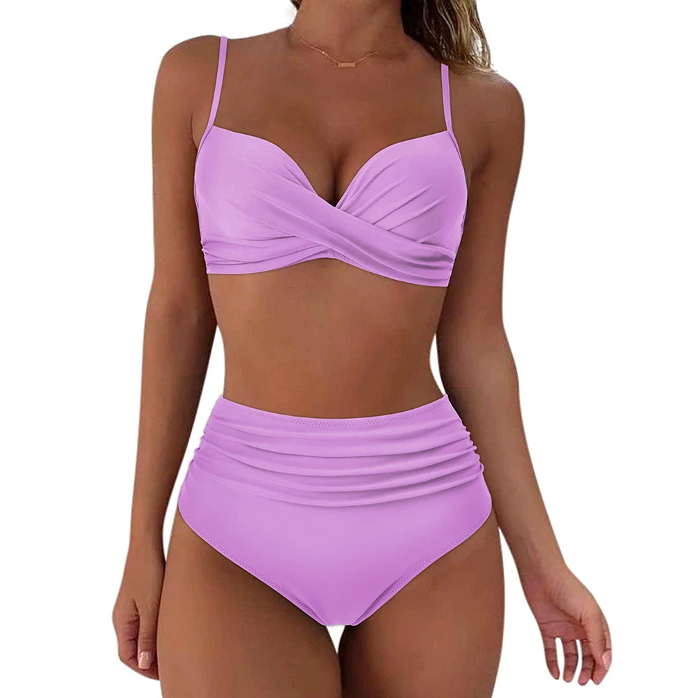 Vintage High Waist Bikinis 2025 Push Up Swimwear Printed Swimsuit Beachwear Summer Bathers Bathing Suit Swimming