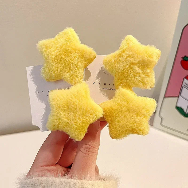 1/12pcs Plush Star Y2K Star Mini Star Hairpin Sweet Child Handmade Cute BB Pins Hairpin Headwear Hair Accessories Women Girls