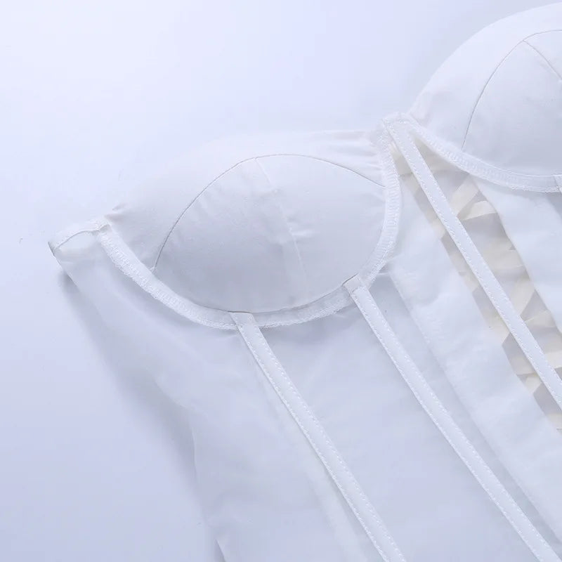 Sexy Gothic Underbust Corset Women Black Transparent Bra Party Lingerie and Waist Cincher Bustiers Top Workout Shape Body Belt