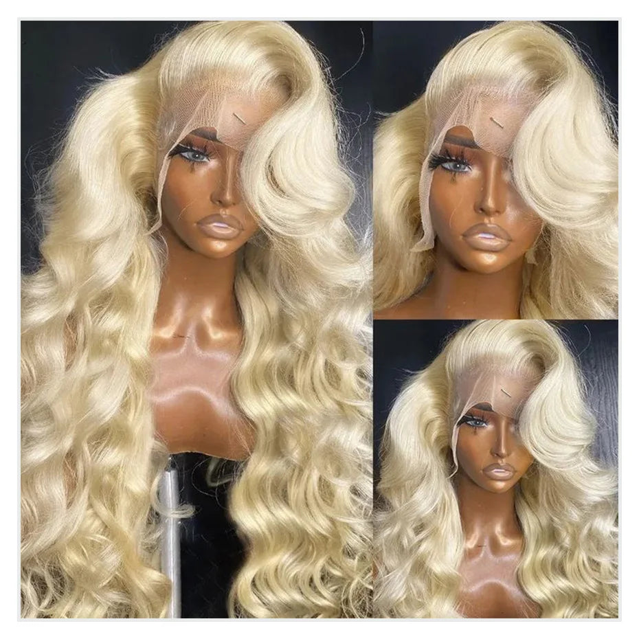 Cyan Blue Body Wave Human Hair Wigs Vietnamese Raw Hair 13x6 HD Lace Frontal Wig Blonde 613 Lace Front Human Hair Wigs For Women