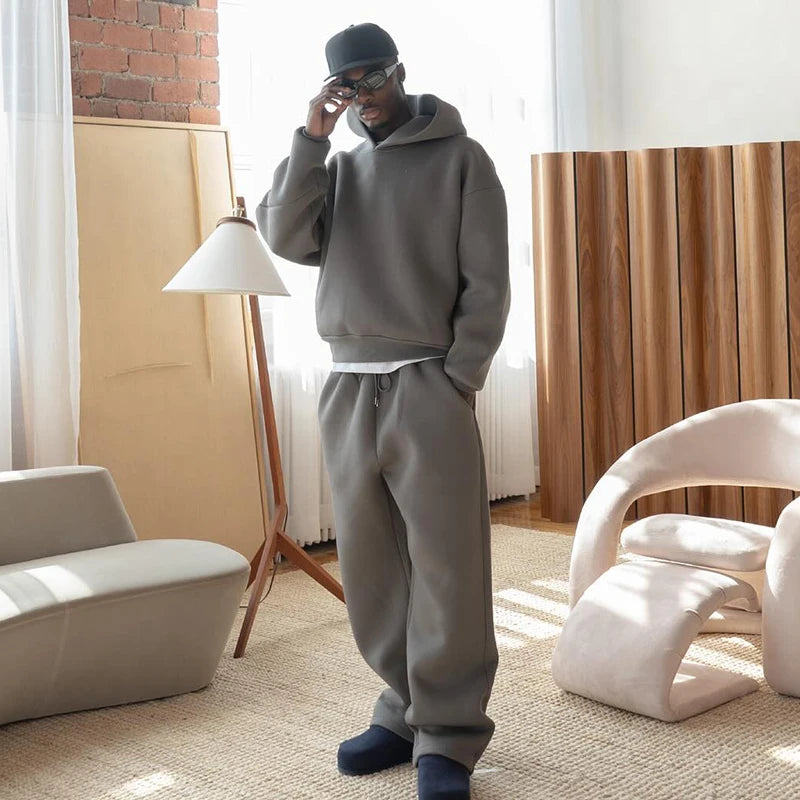 Male Autumn New sweatsuit Casual Solid Couple's Hooded Sweatshirt Loose Sweatpants Jogging Sweatshirt Trousers Outfits Suits 