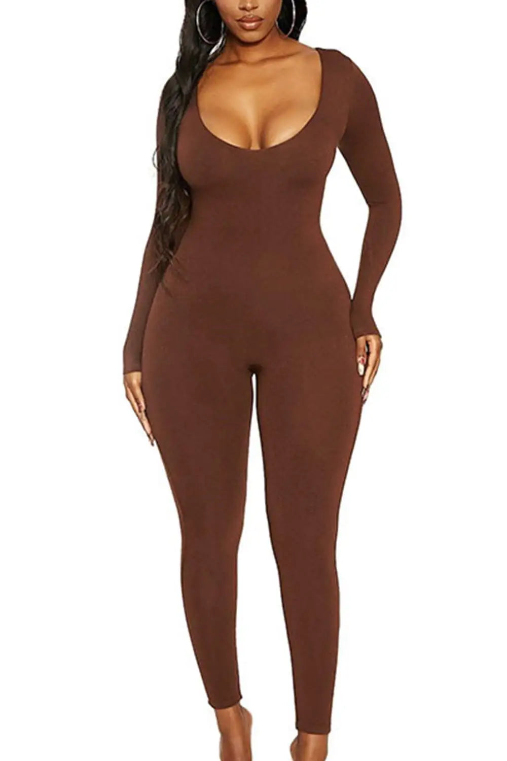 2024 Spring and Summer New Women's Jumpsuit Long Sleeve Solid Color Skinny Jumpsuit Fashion Sports Fitness Jumpsuit Pullover