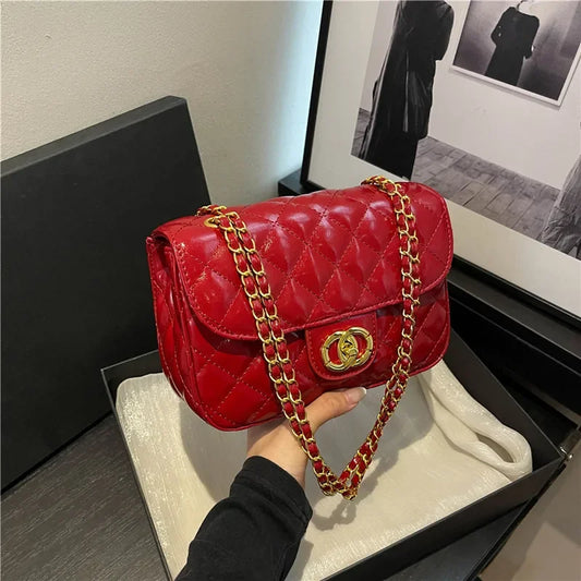 2025 New Women's Light Luxury Chain Square Bag Trendy Crossbody Shoulder Design | Versatile Handy Small Purse for Daily/Evening