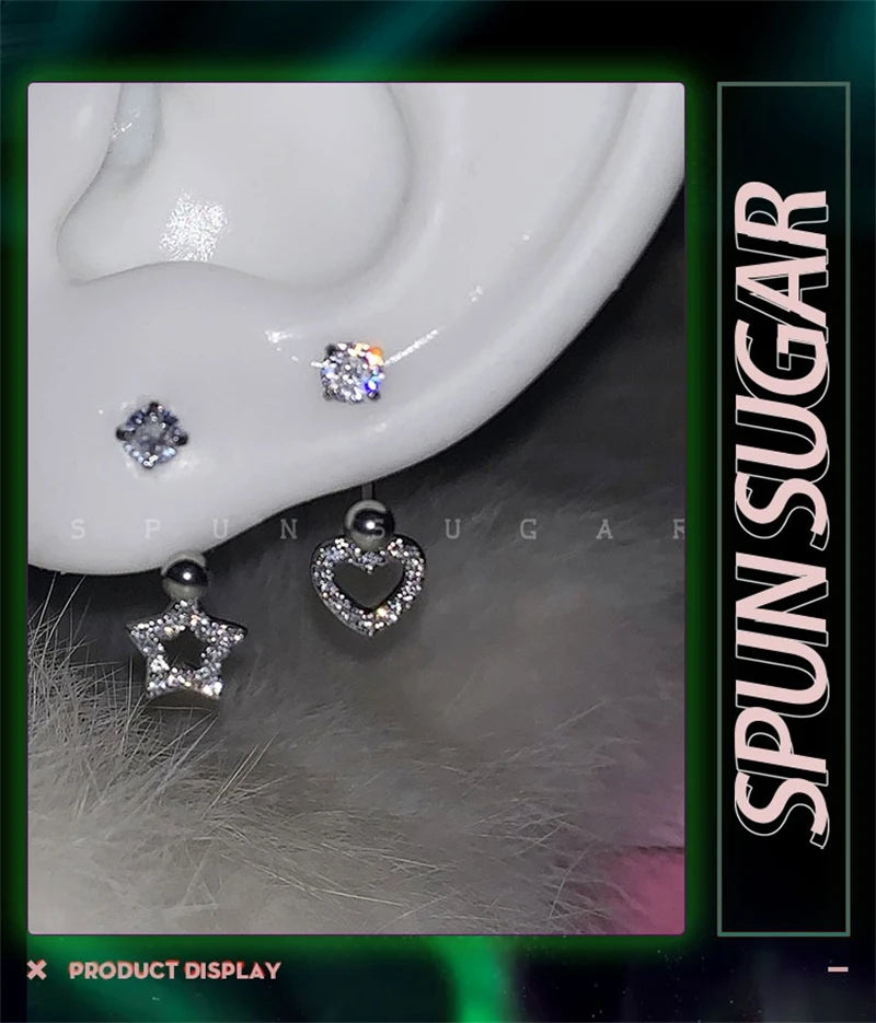 U-shaped Rhinestone 316L Stainless Steel Ring Ear Bone Nail for Women Love Hreat Butterfly Earrings Y2K Hottie Jewelry