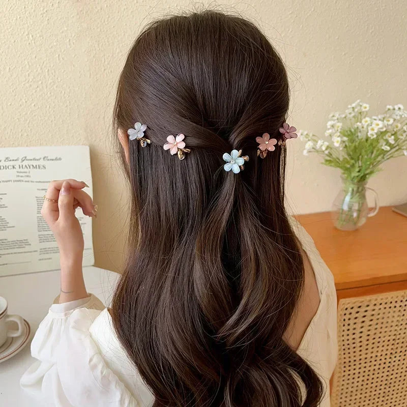 1/10pcs Cute Mini Flower Hairclip Claws Women Girls Colorful Opal Hairpins Sweet Small Barrettes Accessories