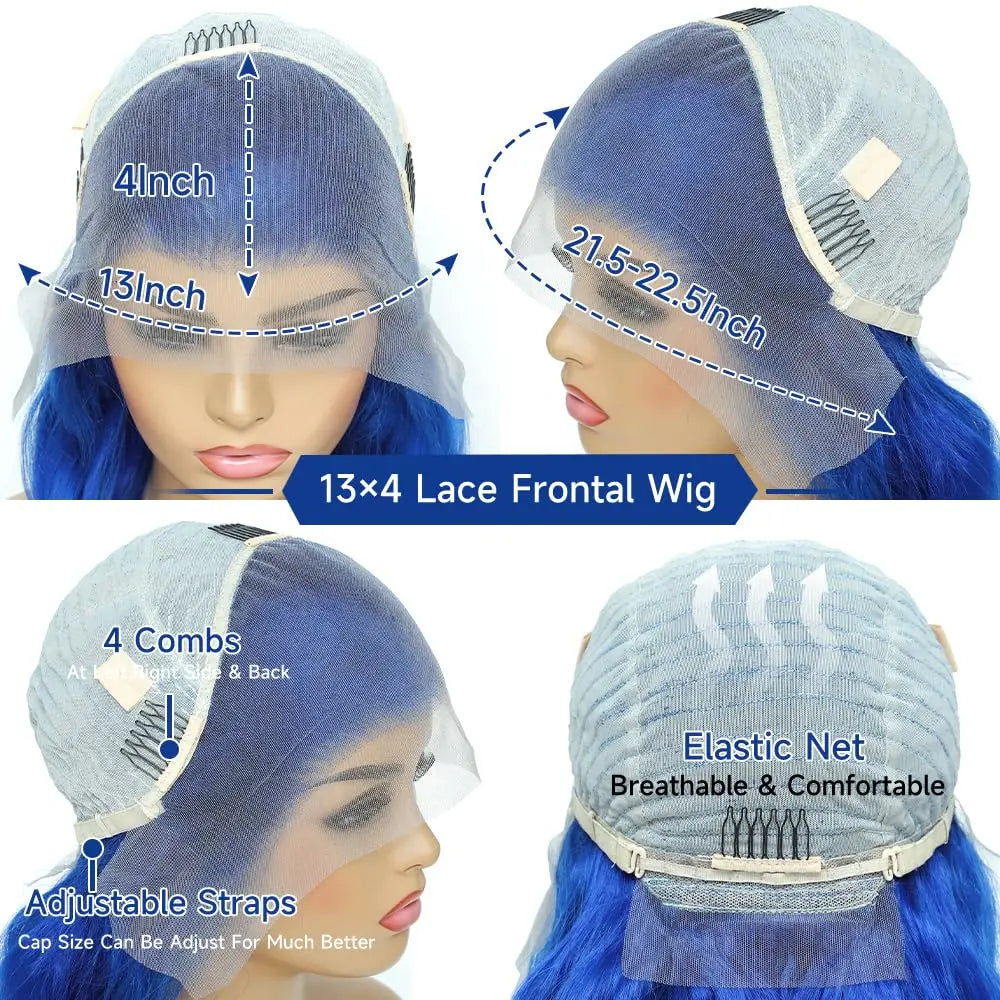 30 34 Inch Straight Blue Wigs Human Hair 13X6 HD Transparent Lace Frontal Wig Human Hair Blue 13X4 Hd Lace Front Human Hair Wigs