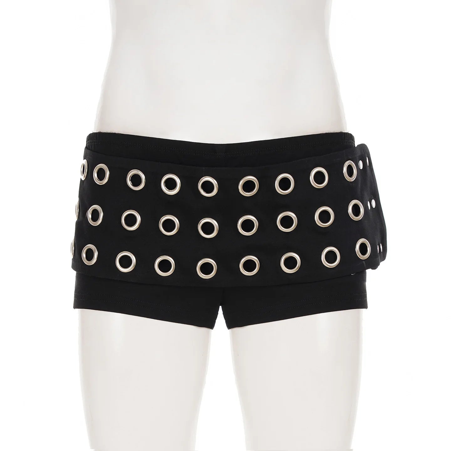FAGADOER Y2K Sexy Hollow Out Patchwork 2 Pieces Set for Woman Sleeveless Backless Crop Top and Shorts Outfits Female Streetwear