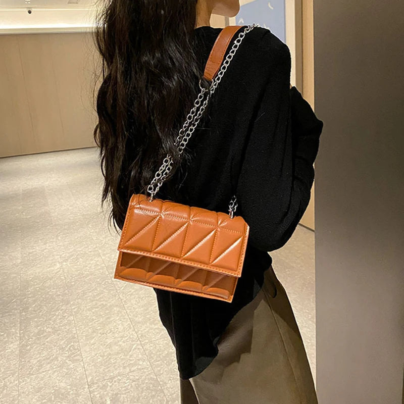 Designer Fashion Women Shoulder Bag Ladies PU Leather Handle Handbags Chain Strap Crossbody Bags for Women
